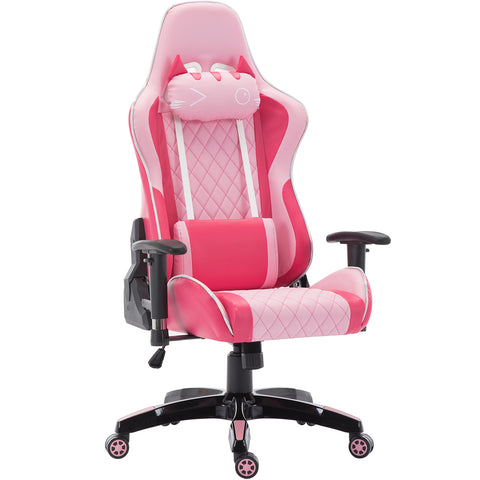 RIVOVA Computer Gaming Chair, Ergonomic Cute Kitty Cat PC Gamer Chair, for Video Game, Pink - 148