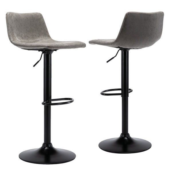 Wahson Height Adjustable Barstools for Pub, Kitchen and Home Bar with Back, Swivel Bar Chairs, Vintage Vinyl Leather, Set of 2