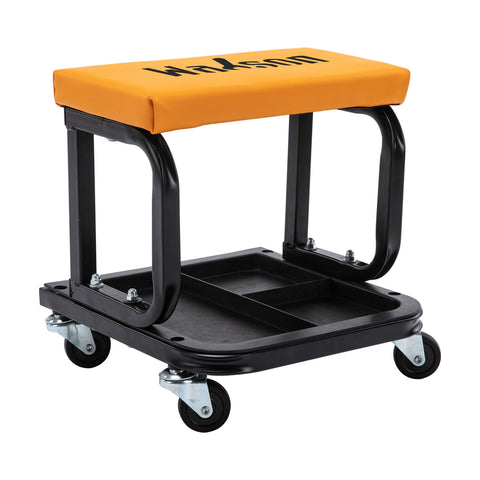 Wahson Office Chairs Garage Roller Seat, Upgraded Version, Shop Mechanic Stool, with Built-in Tool Tray, 300 lbs Capacity