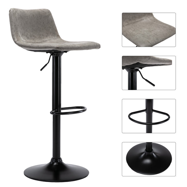 Wahson Height Adjustable Barstools for Pub, Kitchen and Home Bar with Back, Swivel Bar Chairs, Vintage Vinyl Leather, Set of 2