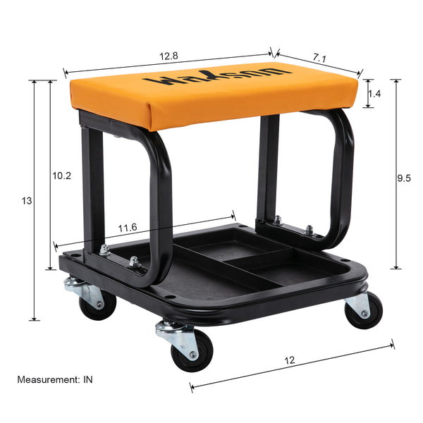 Wahson Office Chairs Garage Roller Seat, Upgraded Version, Shop Mechanic Stool, with Built-in Tool Tray, 300 lbs Capacity