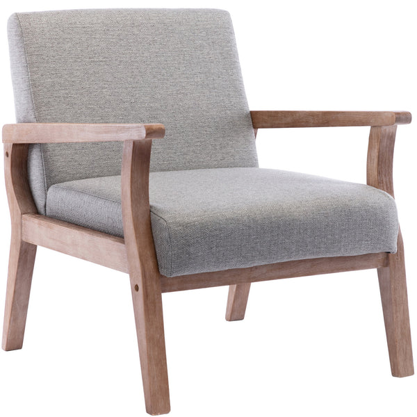 Wahson Mid Century Armchair with Wood Frames, Upholstered Farmhouse Living Room Chair - 3461