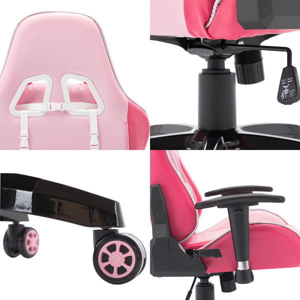 RIVOVA Computer Gaming Chair, Ergonomic Cute Kitty Cat PC Gamer Chair, for Video Game, Pink - 148