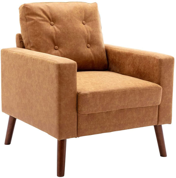 Wahson Accent Armchair with Tufted Back, Comfy Upholstered Single Sofa, Mid Century Modern Side Club Chair - SS16