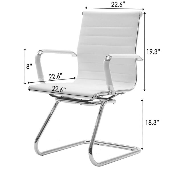 Wahson Heavy Duty Leather Guest Chair, for Reception, Conference Room, Set of 2, White