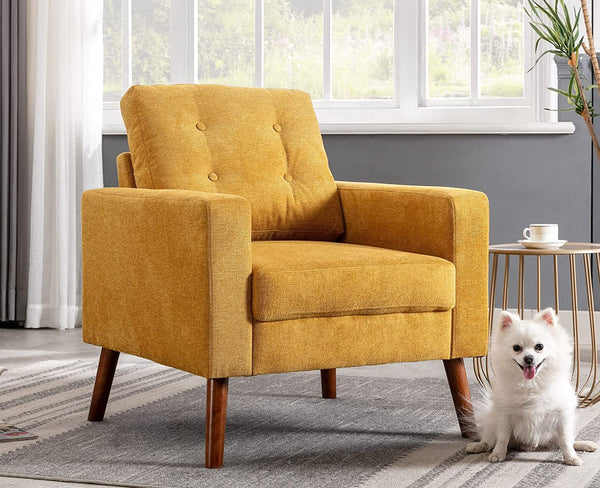 Wahson Accent Armchair with Tufted Back, Comfy Upholstered Single Sofa, Mid Century Modern Side Club Chair - SS16