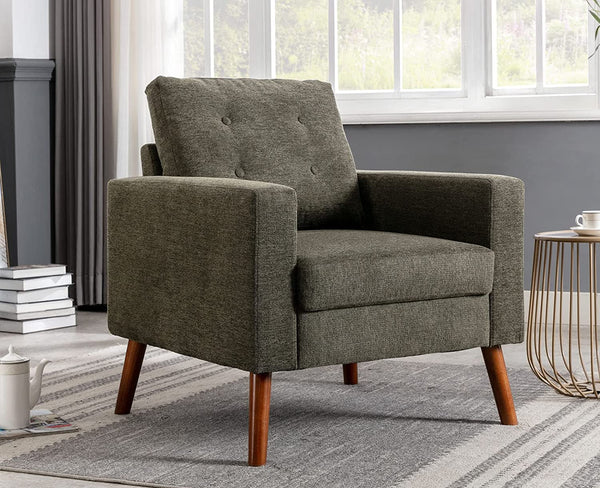 Wahson Accent Armchair with Tufted Back, Comfy Upholstered Single Sofa, Mid Century Modern Side Club Chair - SS16