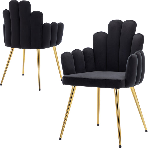 RIVOVA Set of 2 Velvet Side Chairs, 17'' Wide Mid Century Modern Arm Chair for Living Room/Dining Room, with Gold Finish Legs - 09028