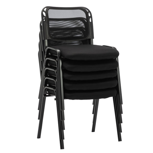 Stackable Conference Chairs - for Hotel Conference Rooms, Seminars, Events, Training, Churches, Community Centers and Home, (Set of 5), Mesh Back, Black