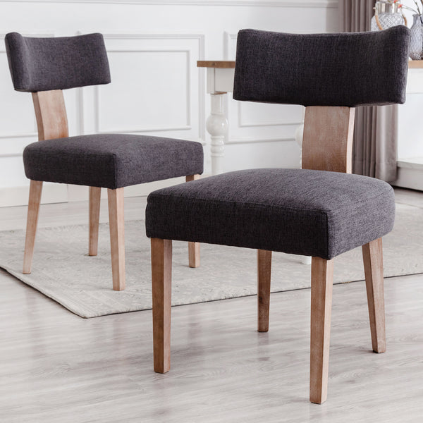 Set of 2 Wahson Linen Upholstered Farmhouse Kitchen & Dining Room Chairs with Hardwood Legs - 1670