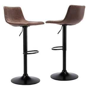 Wahson Height Adjustable Barstools for Pub, Kitchen and Home Bar with Back, Swivel Bar Chairs, Vintage Vinyl Leather, Set of 2