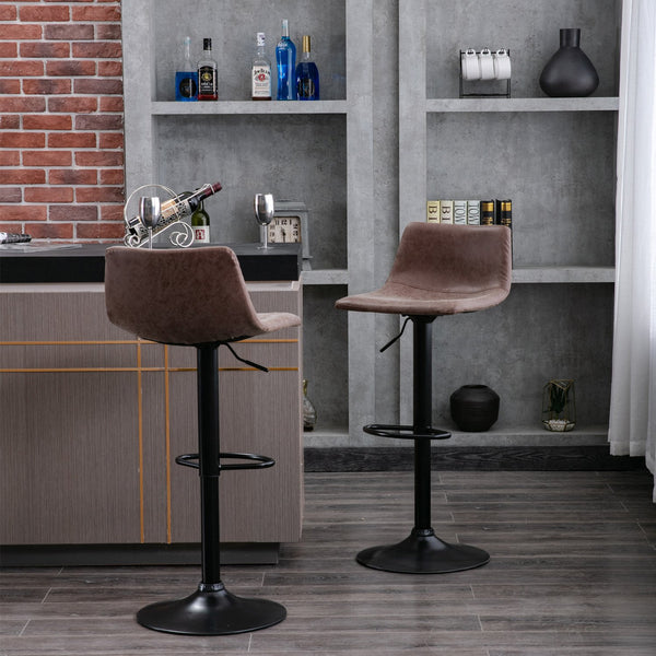 Wahson Height Adjustable Barstools for Pub, Kitchen and Home Bar with Back, Swivel Bar Chairs, Vintage Vinyl Leather, Set of 2