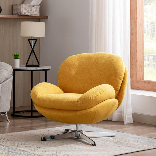 RIVOVA Comfy Swivel Linen Upholstered Accent Lounge Chair with Ottoman, 32” W Oversized Living Room Chair - 18339