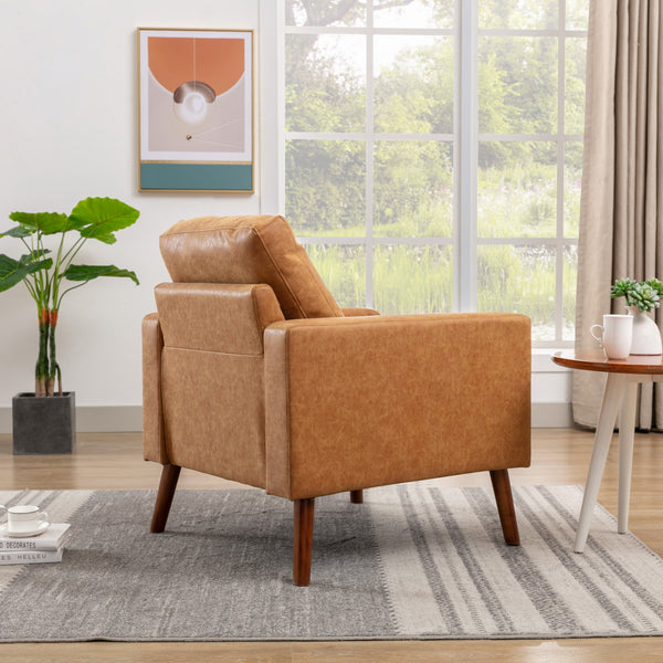 Wahson Accent Armchair with Tufted Back, Comfy Upholstered Single Sofa, Mid Century Modern Side Club Chair - SS16